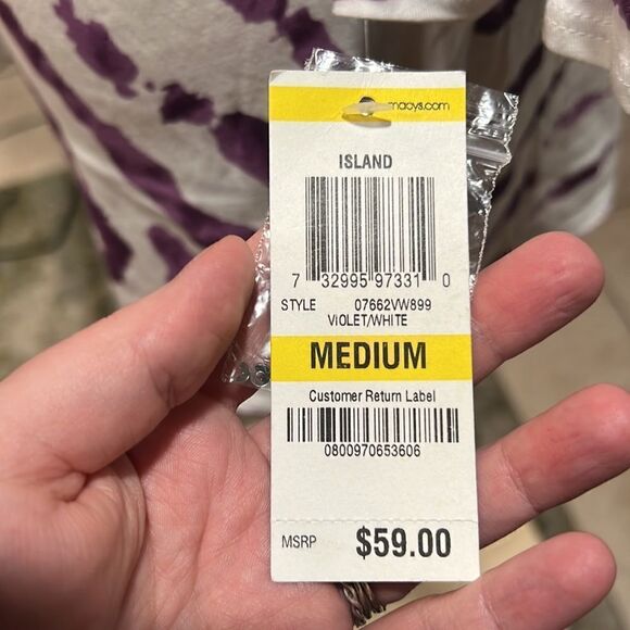 INC International Concepts White & Purple Embroidered & Sequin Tunic Size M NWT - Picture 2 of 11